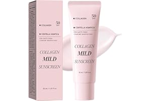 Collagen Sunscreen for Face SPF 50 - Hydrating Facial Sunscreen with Centella Asiatica, Broad Spectrum No White Cast & Hydrat