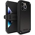 Pelican Shield Kevlar Series - iPhone 14 Pro Case 6.1" [Compatible with MagSafe] Magnetic Charging Phone Case with Belt Clip Holster Kickstand [21FT MIL-Grade Drop Protection] Cover - Black