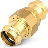 1-Pack HeSun Copper Union Press Coupling, 1" x 1" Pressure Fittings, P x P for Copper Tube Connection, LF Brass