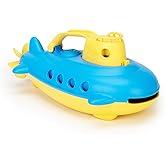 Green Toys Submarine in Yellow & blue - BPA Free, Phthalate Free, Bath Toy with Spinning Rear Propeller. Safe Toys for Toddle