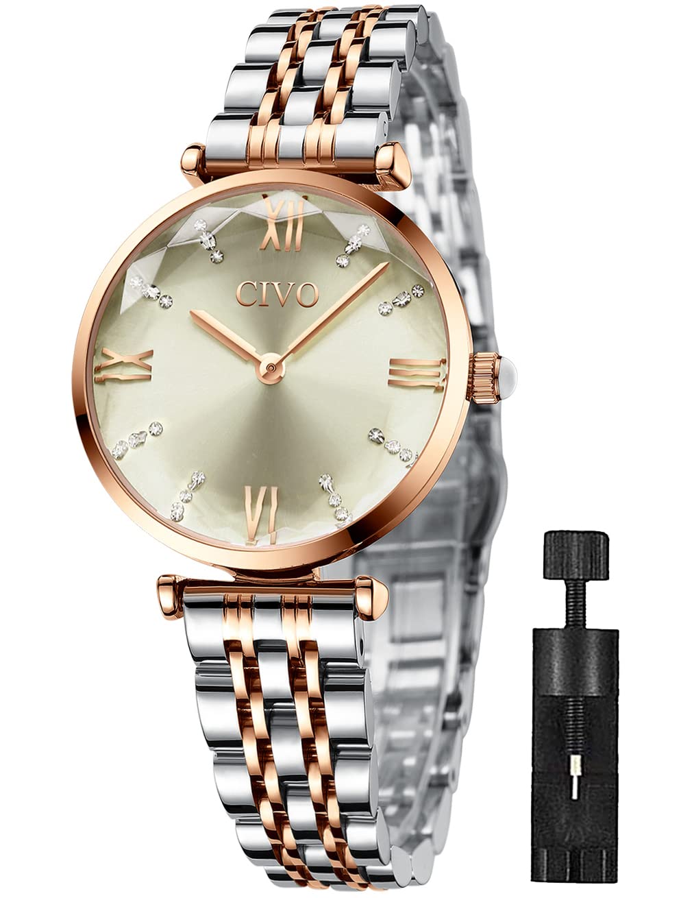 CIVO Women Watches Ladies Stainless Steel Minimalist Waterproof Wrist Watch Dress Elegant Casual Classic Business Analog Watches for Women Ladies Girls with Grey Dial