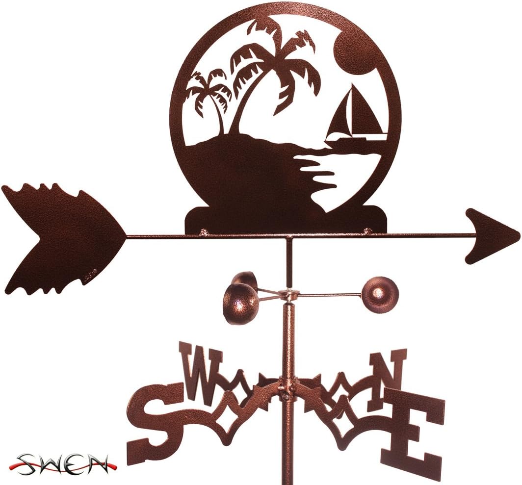 Weathervanes - SWEN Products Hand Made Palm Trees Tree Beach Flat Post Mount Weathervane ~New~