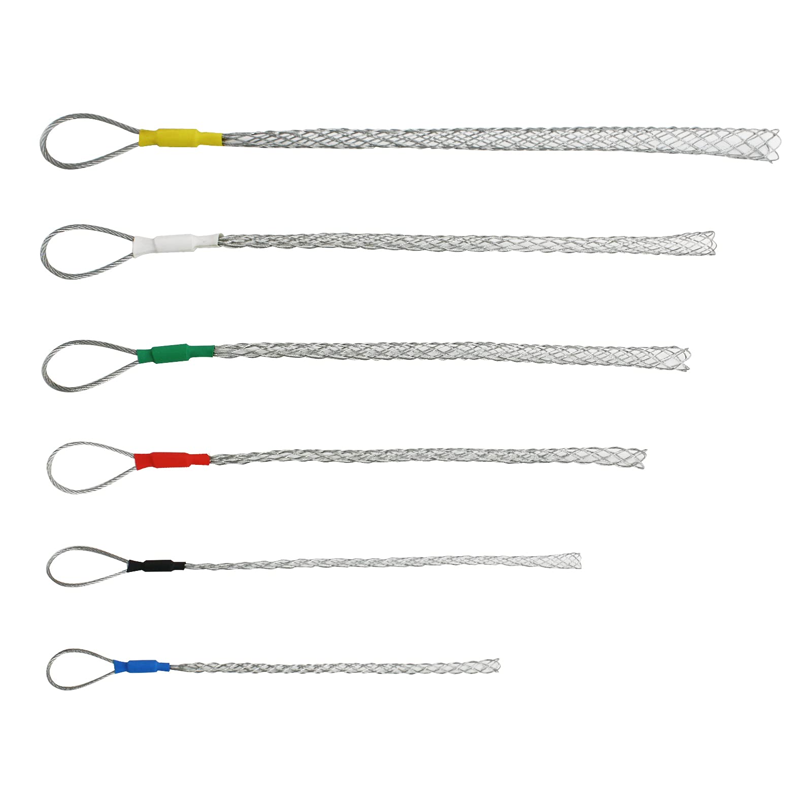 IRSCorp Cable Pulling Grip Sock Kit Galvanizing Steel Antislip Pipe Cable Wire Pulling Grips Lassos Set Flexible Eye Mesh Rope Set
