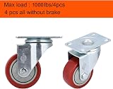 YOOGAA 3" Heavy Duty Swivel Caster Wheels No Noise Set of 4, 1000lbs Capacity view 5