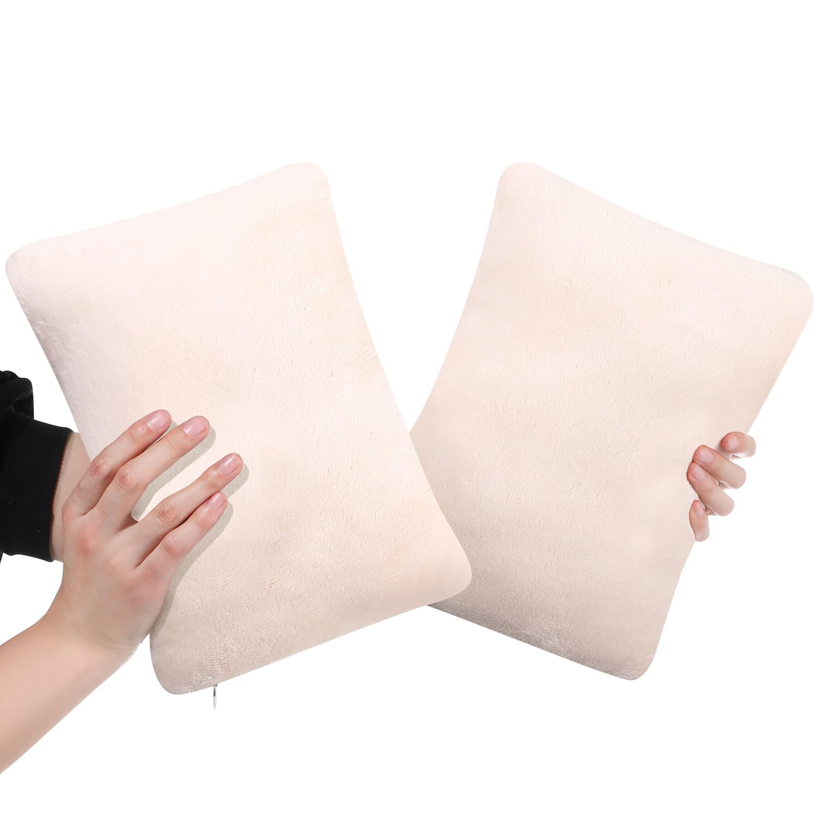 Photo 1 of Wonderjune 2 Pack Mini Pillow, 11 x 7 Inches Travel Pillows, Microfiber Tiny Support for Neck, Wrist, Knee, Lumbar Travel Soft Machine Washable(Beige)