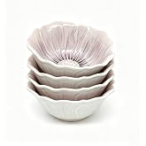 KOOV 24oz Deep Cereal Bowls Set of 4, Vintage Hand-Painted Porcelain Soup Bowls, Reactive Glaze Kitchen Bowls For Oatmeal, Fruit, Microwave And Dishwasher Safe, Pansy Series (Thistle)