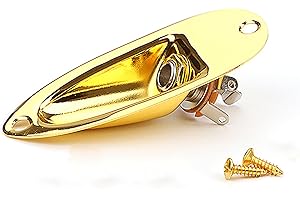 WLDJXLGL Boat style 1/4 inch Guitar Input Jack Socket Plate Output Loaded parts Guitar Strat jack for Fender Stratocaster Strat St Mono for Electric Guitar Replacement Parts (Gold)