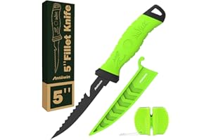 ANTOWIN Fishing Fillet Knife 5 Inch, Professional Level Knives for Filleting Fish and Boning Meat, Sharp Stainless-Steel Non-Stick Coating Blade, Non-Slip Handles, Perfect for Freshwater and Saltwater Fish