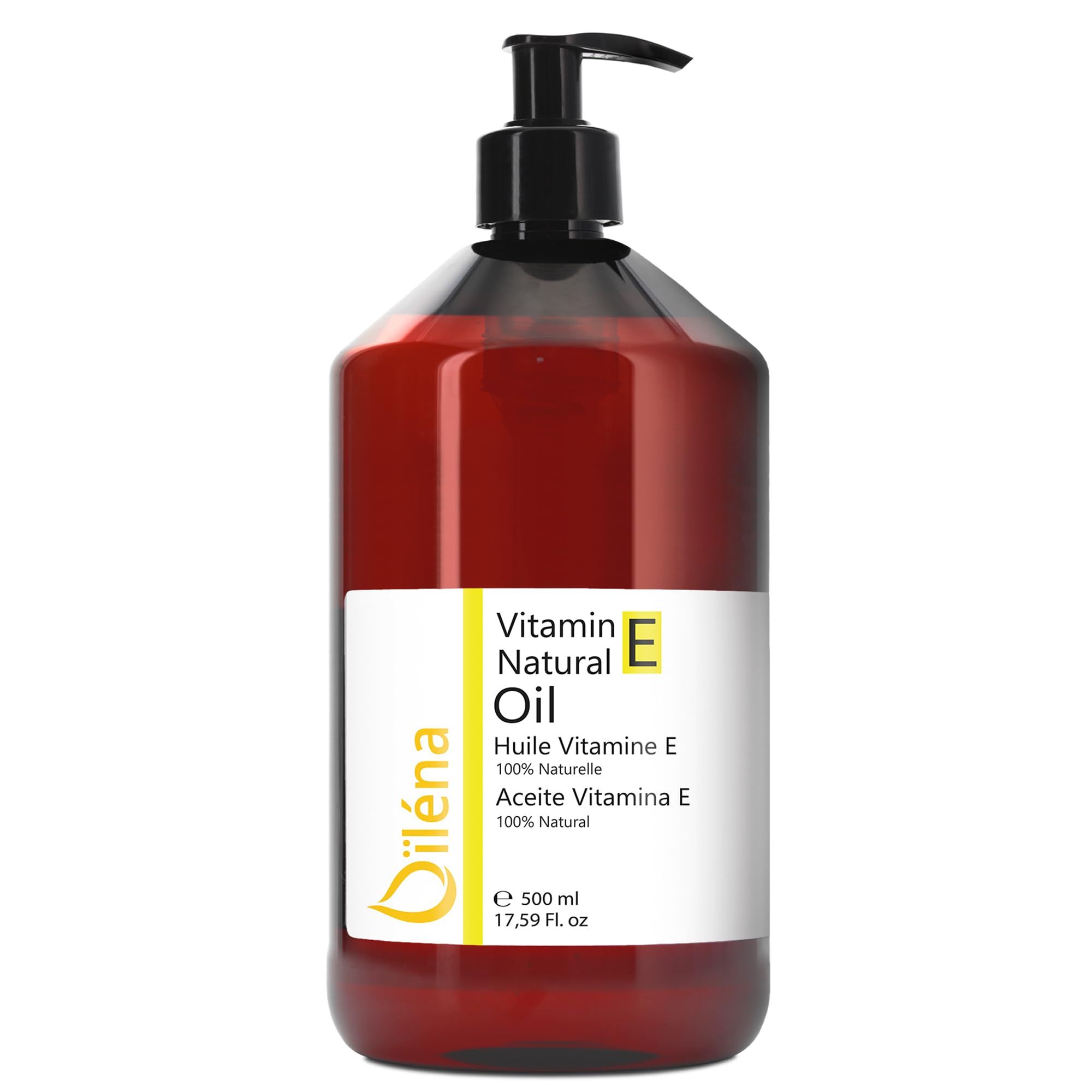 Vitamin E Oil 100% Natural, Vegan, Anti Aging - Vitamin E for Hair, Face, Skin, Body, Nails & Cuticle Care - Makeup remover - Hand Moisturiser Vitamin E Oil 500ml 17.6fl oz