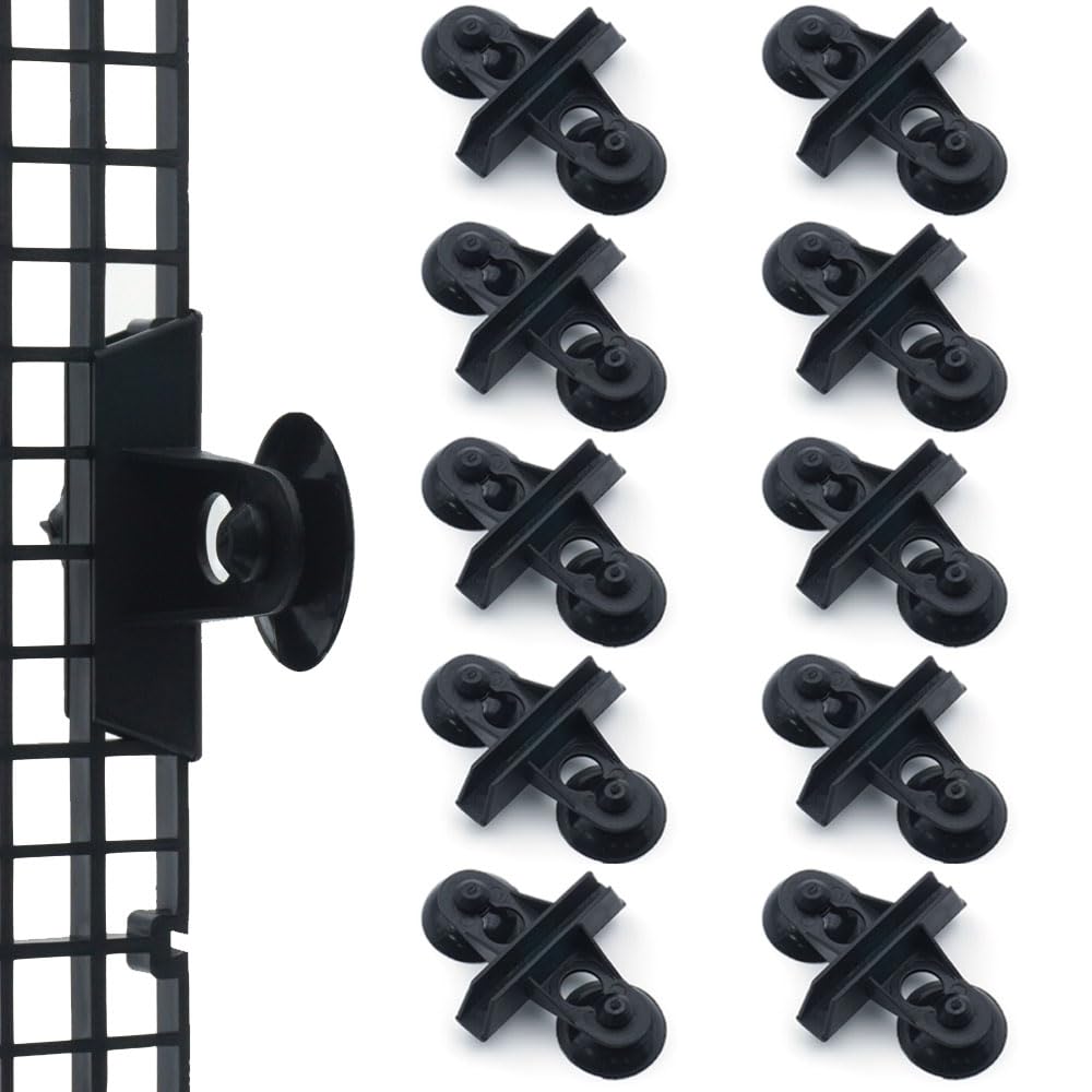 LINLAN 10 Pieces Aquarium Divider Suction Cup Clips, Glass Fixing Clips, Plastic Mesh Board Isolation Holders for Fish Tank (Black)
