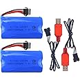 MOONZON 2PCS 7.4V 1200mAh Lithium Battery with SM-4P 4 pin Plug USB Charging Cable for EC08 RC Boat RC Car Model Spare Battery
