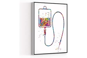 LigLzve Solution Bag Watercolor Print Medical Art IV bag infusion procedure Nurse Practitioner Gift CANVAS Art Doctor Office Clinic Decor Office Decor 16X24 Inch Framed Modern Canvas Wall Art, Black1