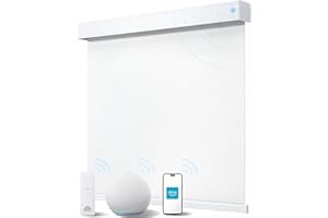 JaeJaes Smart Roller Shades for Windows, Alexa Blackout Motorized Blinds with Remote Control, Easy Install Automatic Electric Blinds for Indoor (34" W x 72" H, White)