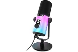 FDUCE USB/XLR Gaming Dynamic Microphone for Podcast Recording, PC Computer Gaming Streaming Vocal Mic with RGB Light, Mute Bu