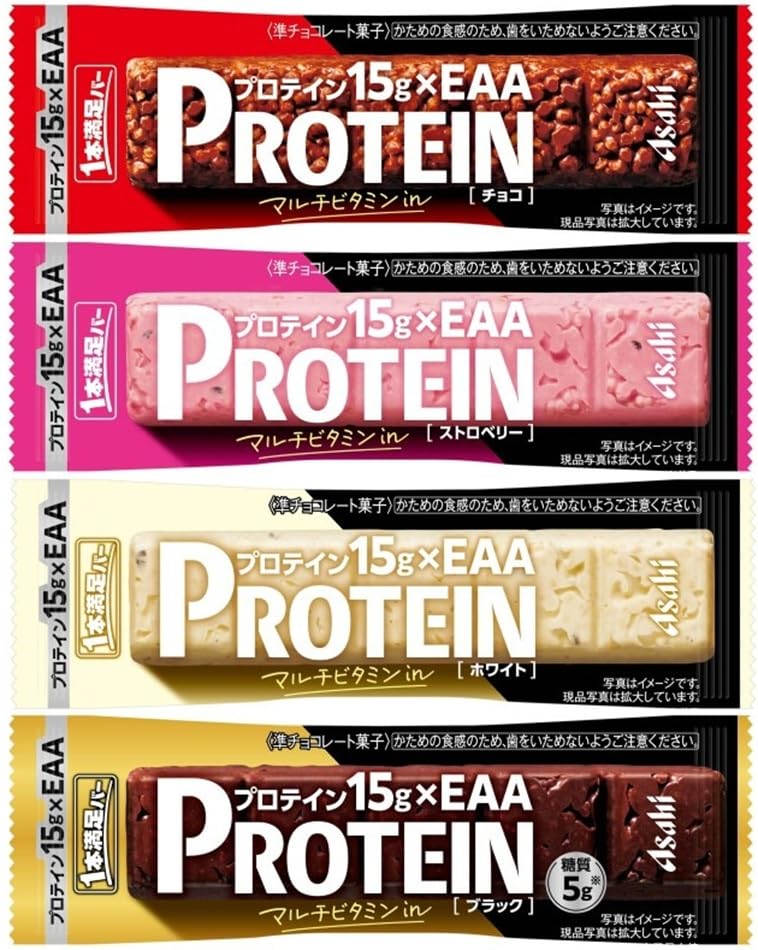 アサヒグループ食品 1本満足バー プロテイン 4種(チョコ･ストロベリー･ブラック･ホワイト)各9本 計36本商品画像
