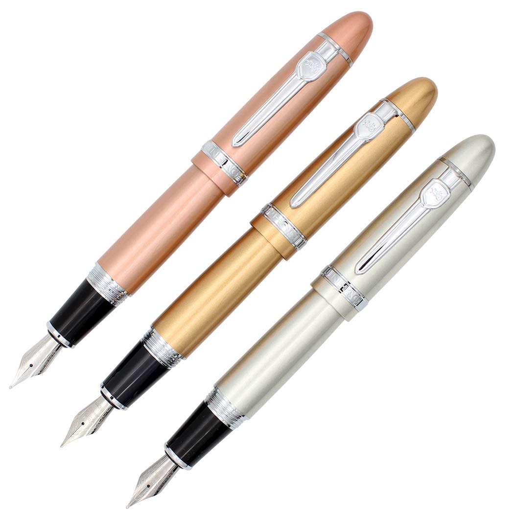 zoohot Jinhao 159 Fountain Pens Medium Nib Silver Trim Big Heavy Pen Business Signature Gift Collection Pen 3 Pack