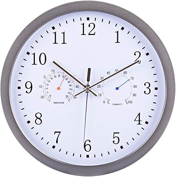 Amazon De Toby 12 Zoll Funk Wanduhr Modern Wanduhr Lautlos Mit Thermometer Hygrometer