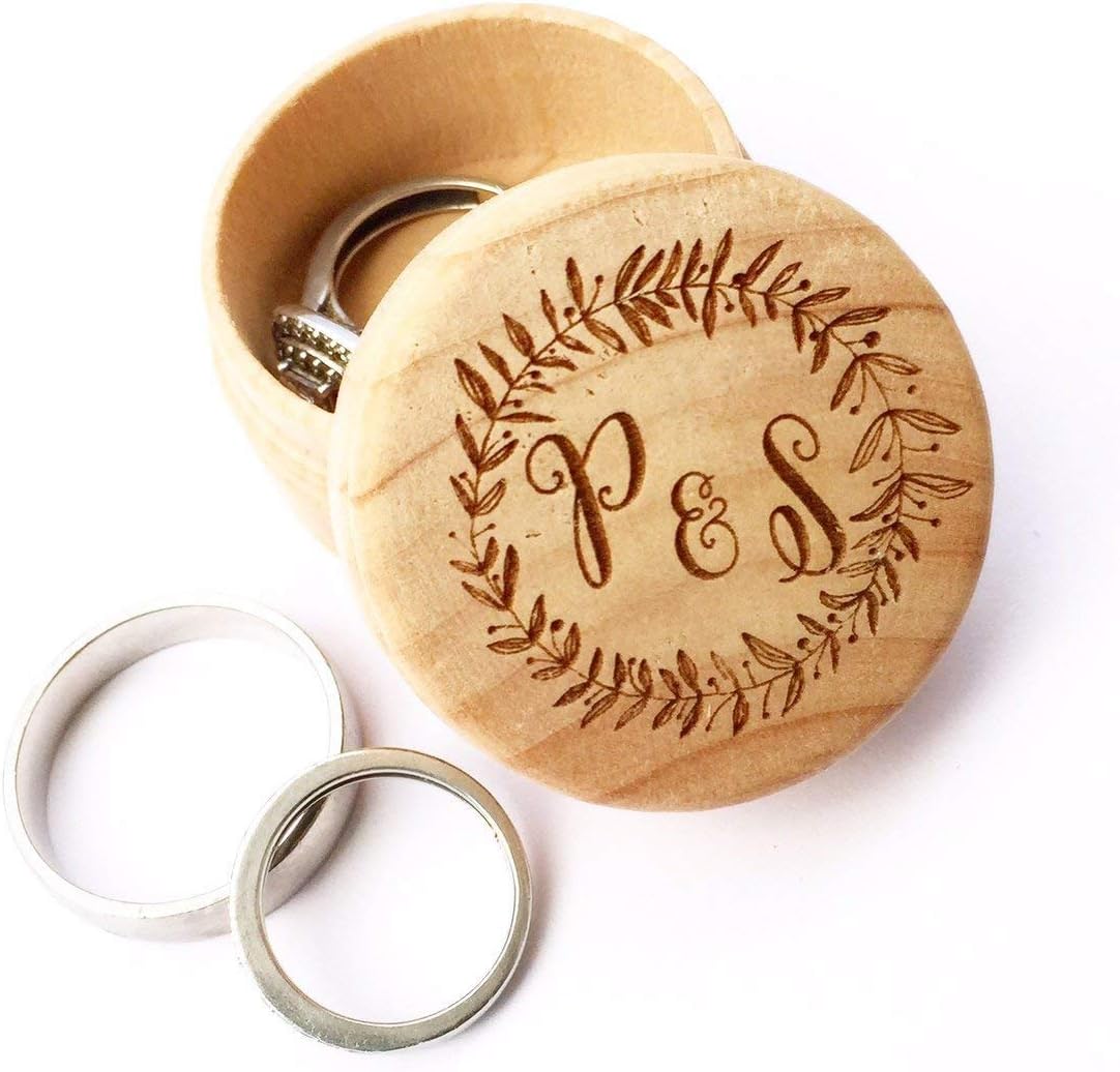 Ring box engagement or wedding | personalised wooden oak holder jewellery boxes for rings | bearer gift | women/mens proposal display present