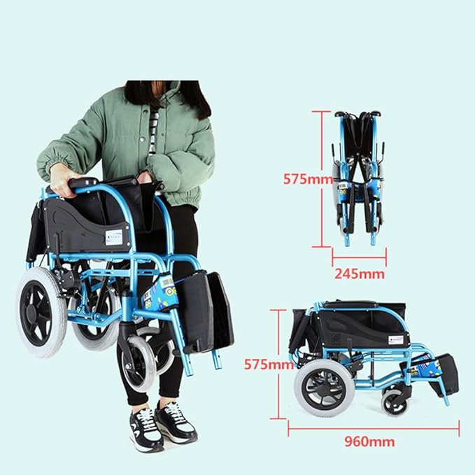 Amazon Co Jp 車いす 子供用車椅子用軽量携帯用ベルト車椅子折りたたみ手動車いす旅行用スクーター青少年障害付き車いす 約80kg Color Blue Size 57 5 96cm ホーム キッチン