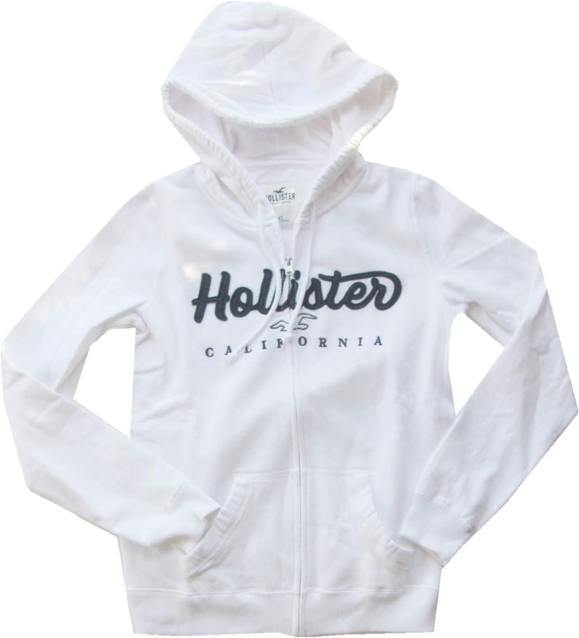 Hollister Logo Graphic Sudadera con capucha para mujer, Cremallera