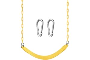 TURFEE Swing for Outdoor Swing Set - Pack of 1 Seat Replacement Kit with Heavy Duty Chains - Backyard Swingset Playground Accessories for Kids (Yellow)
