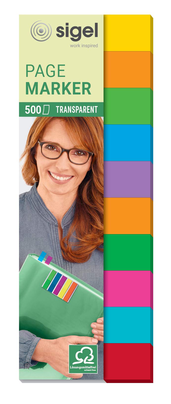 SIGEL HN684 Transparent Index Page Markers, 10 colours in a set, 500 strips