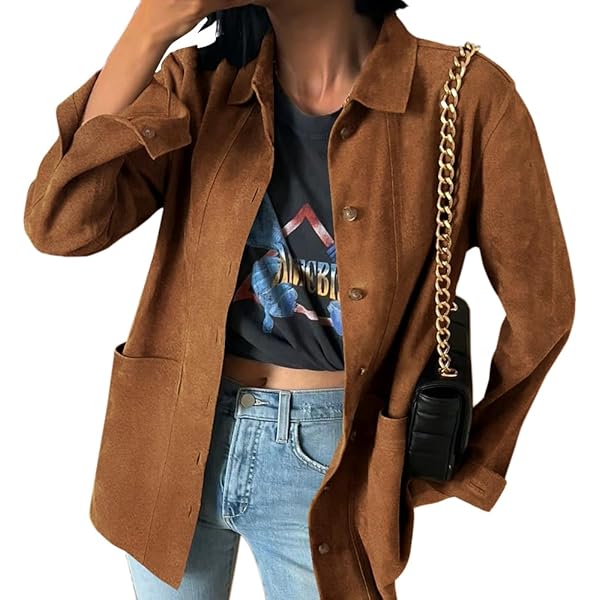 Chouyatou Women's Faux Suede Moto Jacket - Notched Collar, Open Front With Fringe, Crop Style
