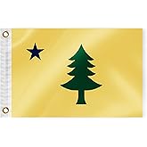 Original Maine State Boat Nautical Flag 12x18 Inch Double Sided 3 Ply ME Marine Flag Nylon Small Yacht Sail Pontoon Boat ATV Truck Bike Motorcycle Banner Brass Grommets Patriotic Outside(Pattern A)