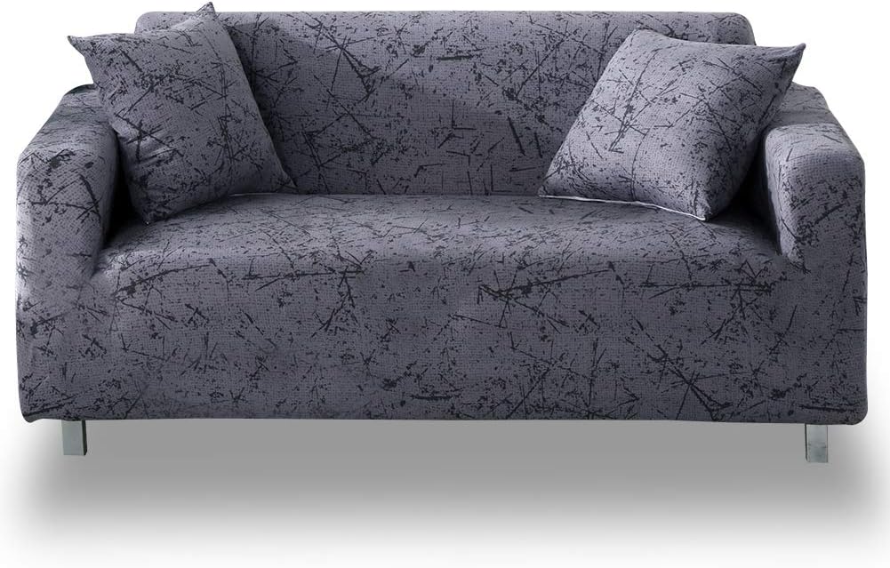 Hotniu Printed Stretch Sofa Cover 2 Seater Elastic Polyester Spandex