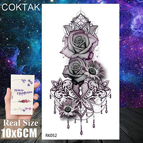 COKTAK 12Pieces/Lot 3D Watercolor Dreamcatcher Temporary Tattoos For Women Body Art Arm Fake Jewelry Tattoo Sticker Dream Catcher Flower Pendants Waterproof Girls Tatoos Sheet