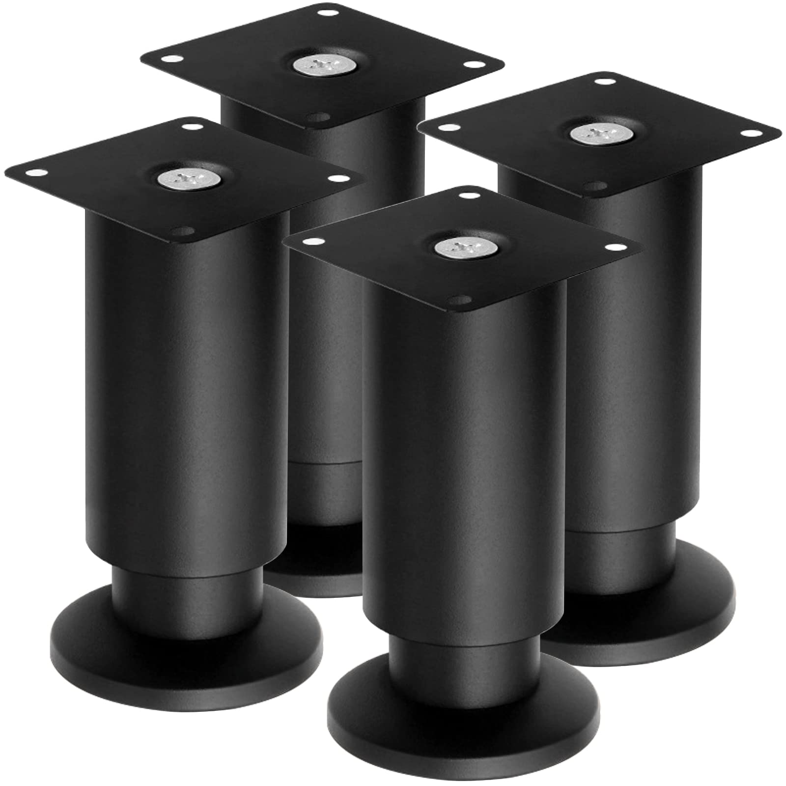 TCHOSUZ 6 Inch Heavy Duty Mental Furniture Legs, 4 Pack 15 cm Stainless Steel Tapered Feet - Replacement Legs for Couch, Sofa, Bed Frame & DIY Projects - Supports for Cabinet, Desk, TV Stand (Black)