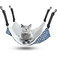 Pet Hammock for Cage Reversible Cat Hanging Hammock Soft Hanging Bed for Ferret Kitten Puppy Cats Small Dogs Rabbits Small Animals Double-Sided Pet Cage Hammock with Adjustable Straps & Plastics Hooks