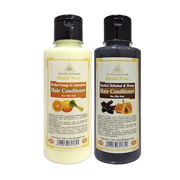 Khadi Pure Orange & Lemongrass and Shikakai & Honey Hair Conditioner Combo (420ml) Pack 2