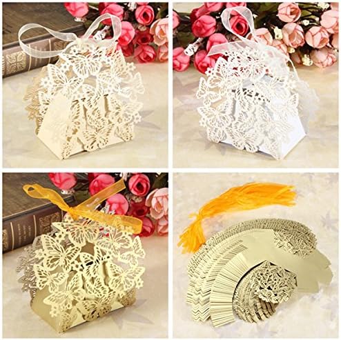 50pcs Candy Sweet Ribbons Butterfly Boxes Wedding Party Gift Candy Box (Random: Color)