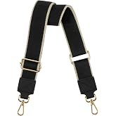 Muteffcase Purse Strap Wide Replacement Crossbody Bag Straps, 1.5" Canvas Handbag Shoulder Strap, Adjustable Tote Belt (1.5" Black/Gold Buckle)