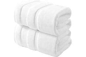REDKISS 100% Cotton Bath Towels Set of 2, Extra Large Bath Sheets 35 X 70 Inches, 800 GSM, Quick Dry, Ultra Soft & Super Absorbent Bathroom Towel Sets for Bathroom, Gym, Spa, Pool & Hotel, White