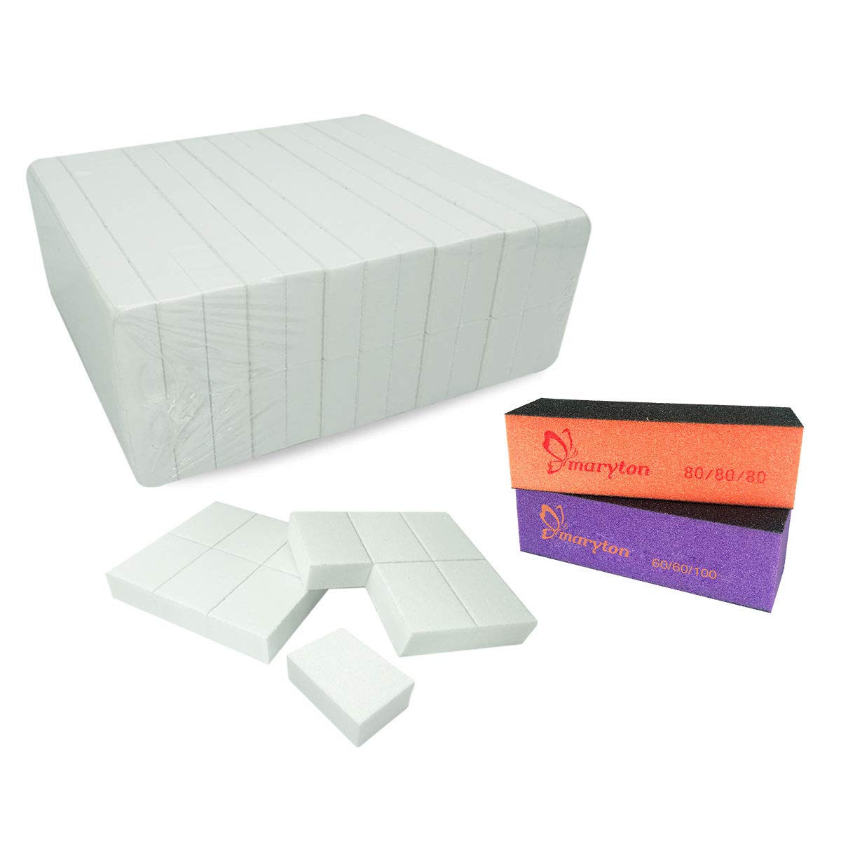 Nail Buffer Mini Block File 80/100 Grit Disposable Bulk, 130 Count (Orange) : Beauty