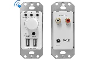 Pyle Bluetooth Receiver Wall Mount - In-Wall Audio Control Receiver w/ Dual USB Charging Port, 3.5mm AUX Input for Sound Systems - For Home Theater Entertainment - Includes DC Power Adaptor - PWPBT67