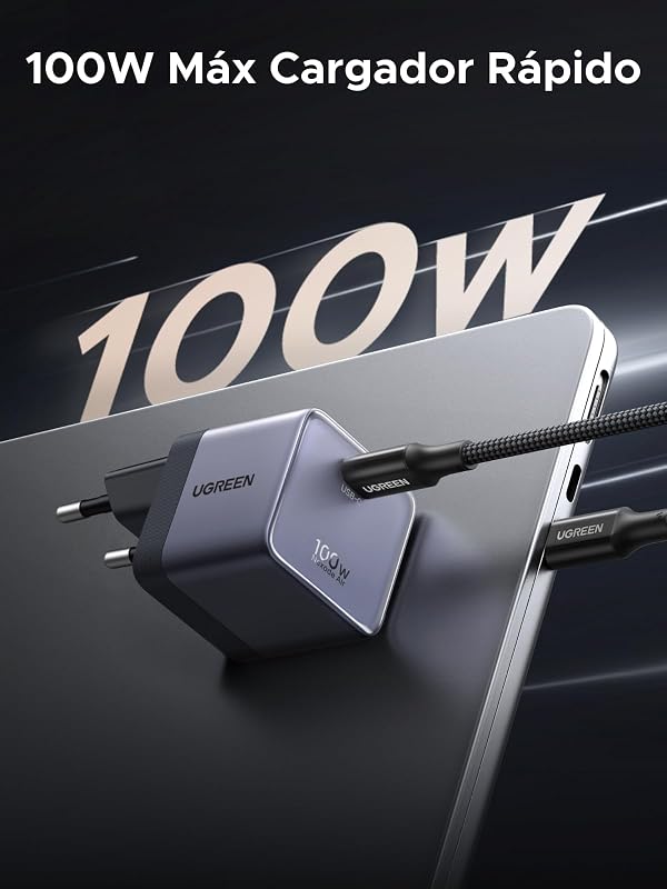 Carregador rápido Nexode Air 100W USB C com Cabo USB C (Cinzento)