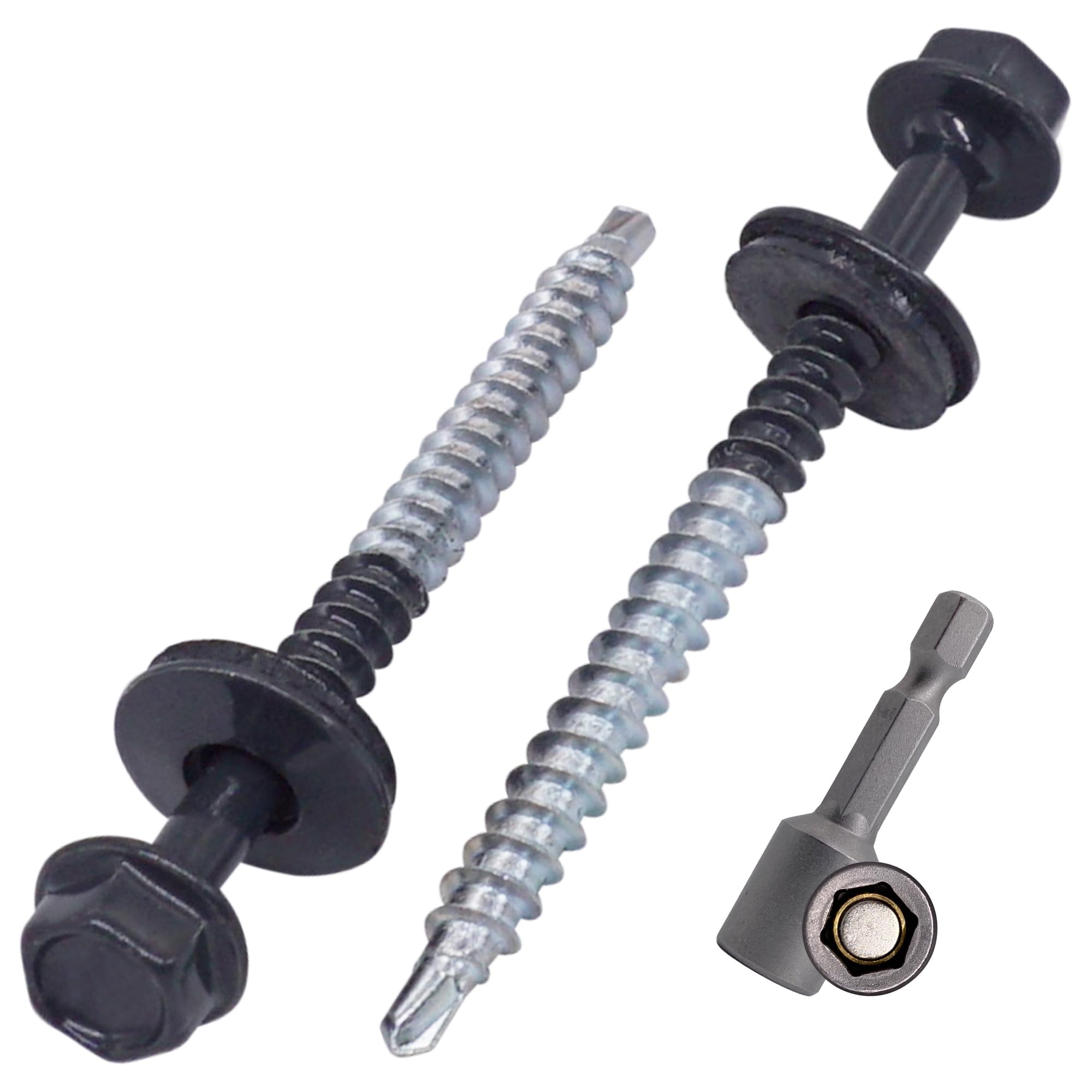 SKIR'CO (50 pcs) Painted Roofing Screws 4.8 x 60 mm, Hex Head, Self-Drilling Screws with EPDM Washers (Anthracite Grey, RAL 7016)