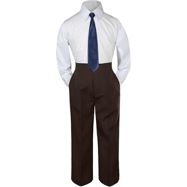 Amazon.com: 3pc Baby Toddler Kid Boy Wedding Party Suit Brown Pants Shirt  Necktie Set SM-4T (Small (0-6 Months), Brown): Clothing, Shoes & Jewelry