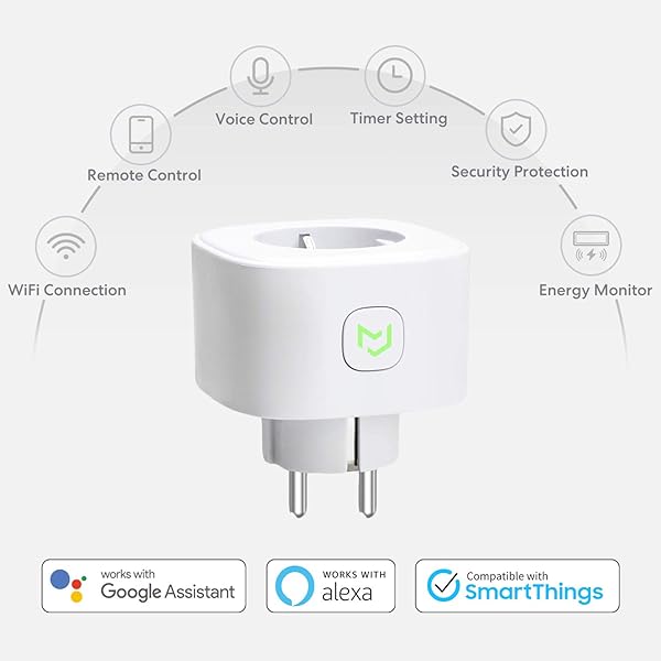 meross Enchufe inteligente WiFi Smart Plug 16 A 3680 W funcin temporizador compatible con SmartThings Alexa Google Assistant e IFTTT control remoto a travs de Android iOS App 2 unidades