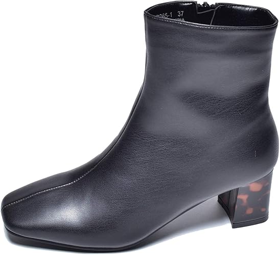 Amazon シュベック ショートブーツ レディース 歩きやすい 履きやすい ヒール スクエアトゥ ブーツ カジュアルシューズ ブラックベッコウ 22 5cm ブーツ ブーティ