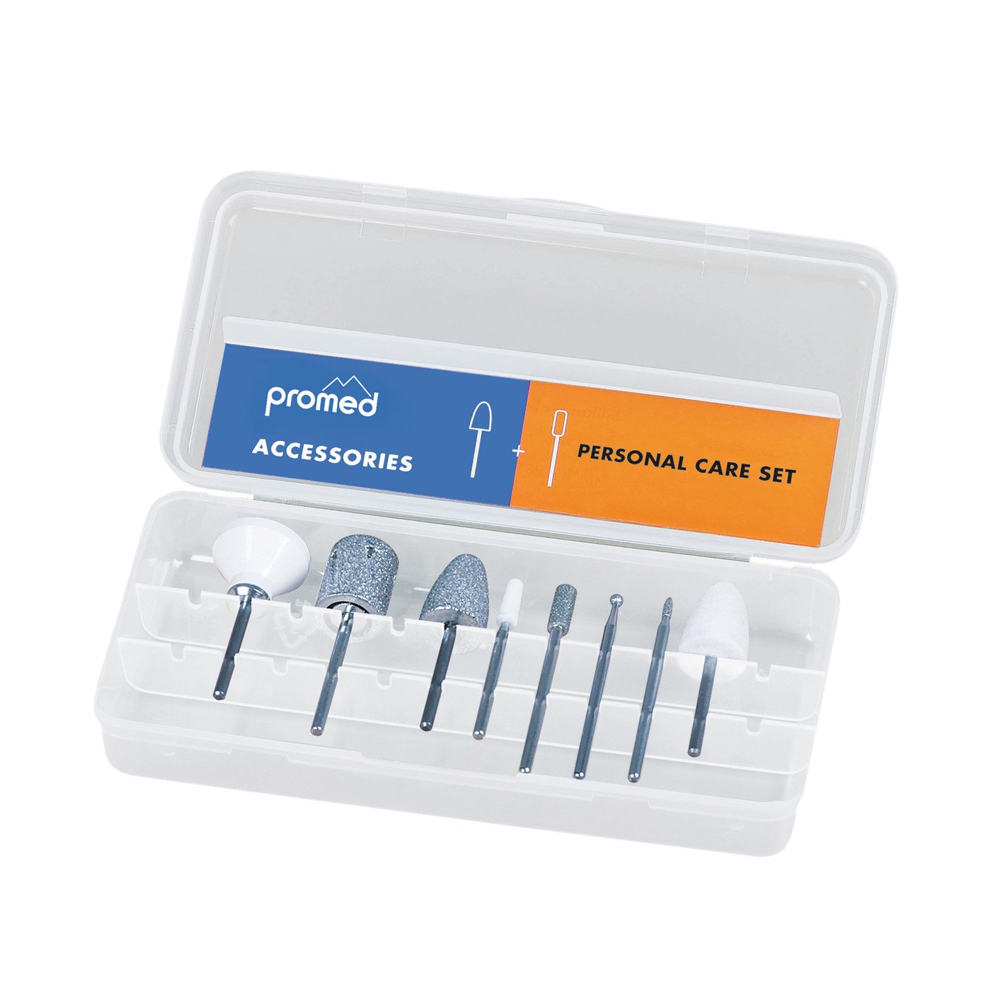 Promed Personal Care Sanding Set 8 Sanding Bodies for Natural Nail Processing, Bit Set, Nail Cutter Attachments, Accessories for Promed Cutters, Shank Diameter 2.332 to 2.350 mm