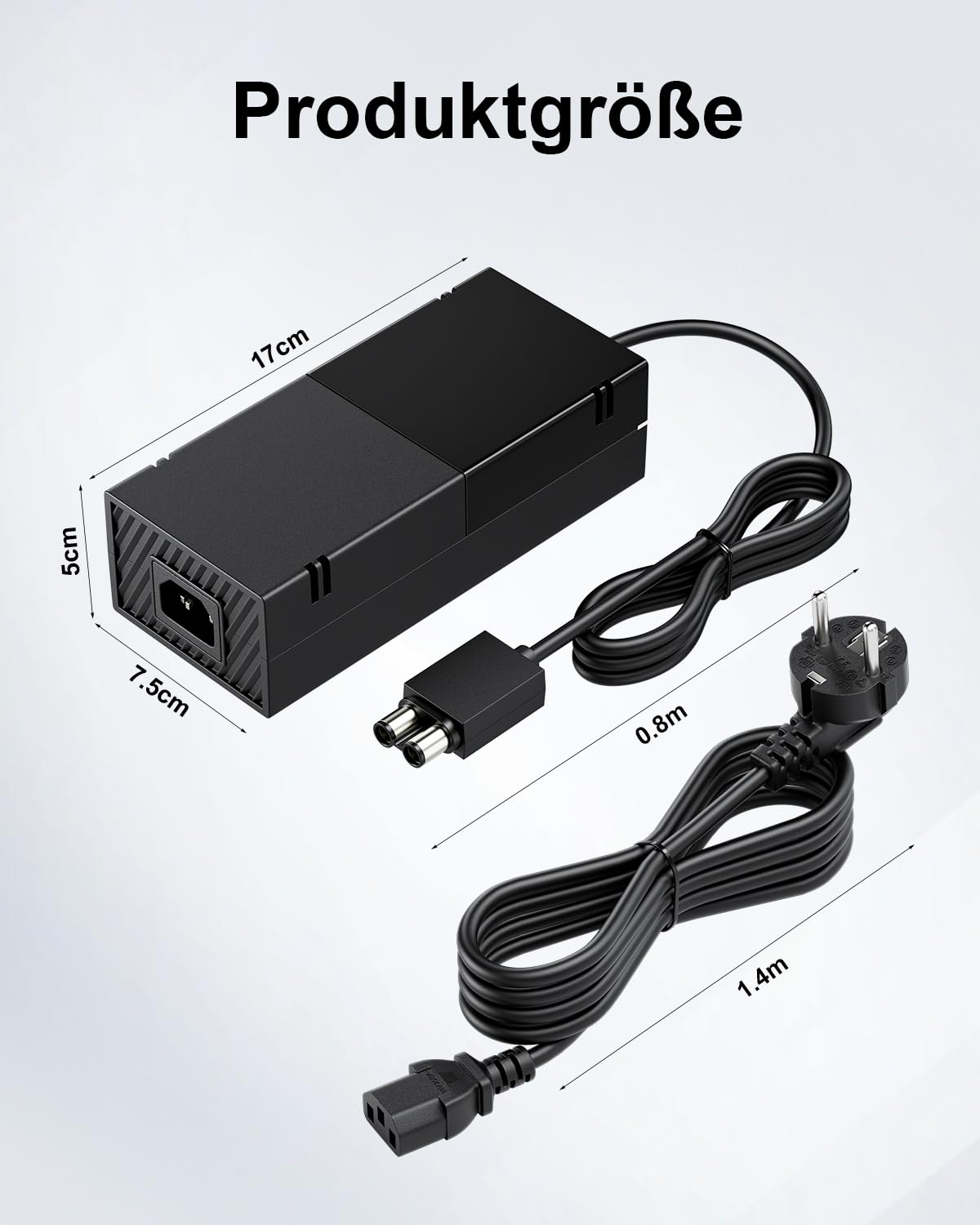 Polerty Netzteil für Xbox One Konsolen Adapter Ladegerät mit EU Ladekable onsole Ersatz Kit Netzteile Brick De Ladekable 4