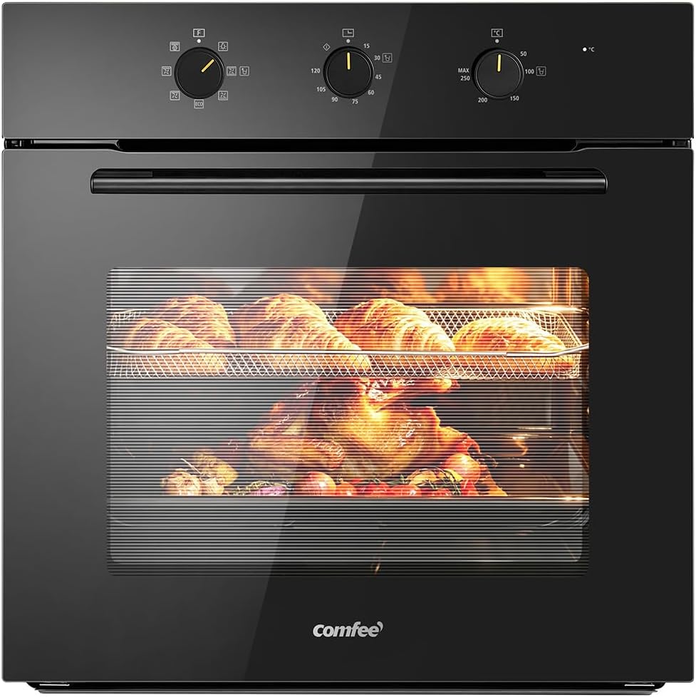 COMFEE' 60L Built-in Oven 8 Function Air Fry Steam Clean Black -BK