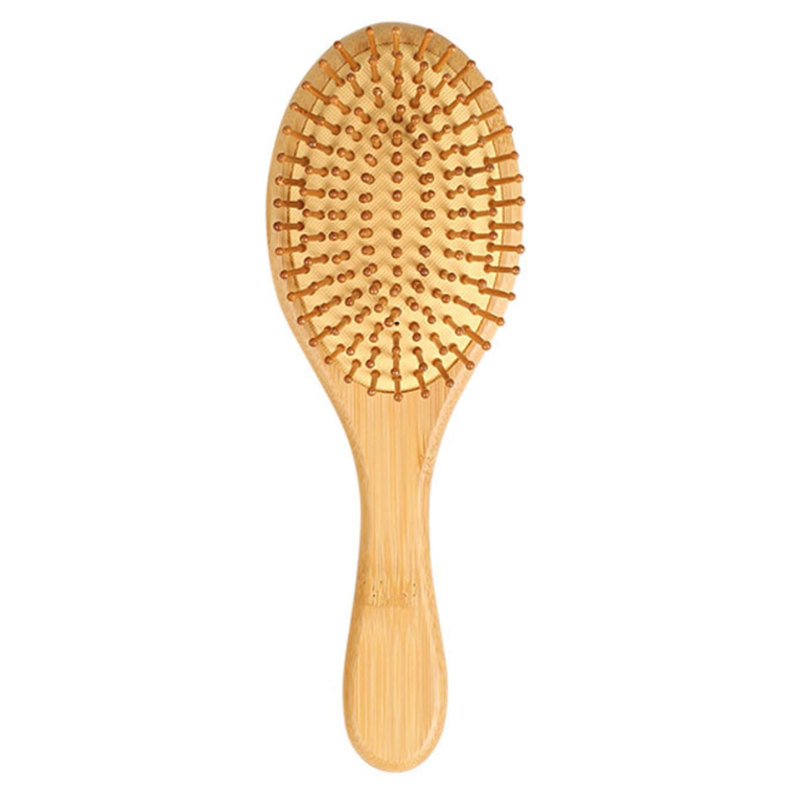 Bamboo Paddle Hairbrush Hair Massage Brush Wooden Anti Static Hair Brush Detangling Hair Brush Eco-Friendly Natural Wooden Bamboo Air Paddle Detangle Hairbrush for Women Kids Men (Oval)