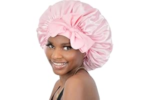 BONNET QUEEN Silk Bonnet for Sleeping Satin Hair Bonnet Adjustable Bonnet Pink Bonnets Sleep Bonnet for Women Girls Night Bonnets for Natural Curly Hair