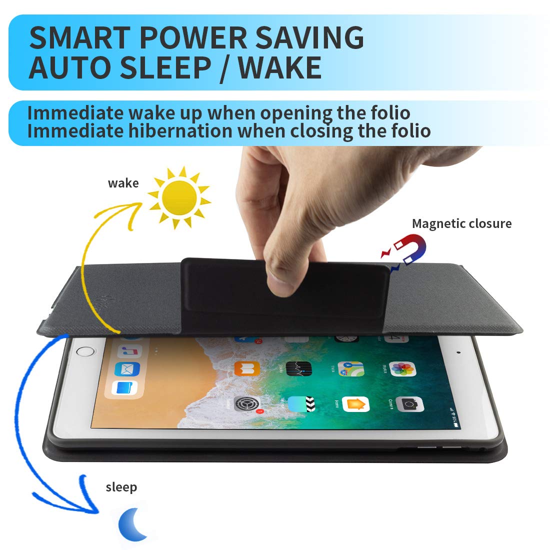 iPad Keyboard Case 9.7 for iPad 2018 (6th Gen) - iPad 2017 (5th Gen) - iPad Pro 9.7 - iPad Air 2 & 1 - Bluetooth Wireless BT 7 Color RGB Backlit & Thin & Light iPad Case with Keyboard, Pencil Holder