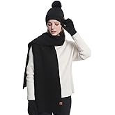 Winter Beanie Hat, Scarf, Gloves Set for Women – Soft, Warm, Touchscreen-Compatible, Fleece-Lined Knit Beanie with Pom Pom